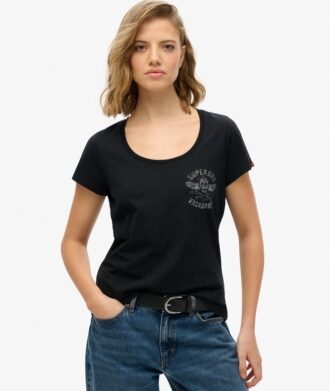 Lo-Fi Biker T-shirt met ronde hals