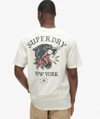 Losvallend T-shirt met tattoo-afbeelding op de rug
