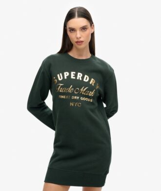 Luxe jersey jurk met metallic logo