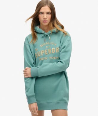 Luxe metallic logo-jurk met Hooded capuchon