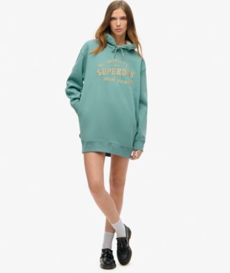 Luxe metallic logo-jurk met Hooded capuchon