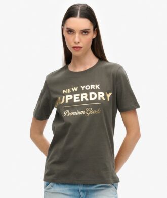 Luxe T-shirt met metallic logo