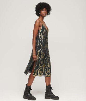 Metallic midi-slipdress