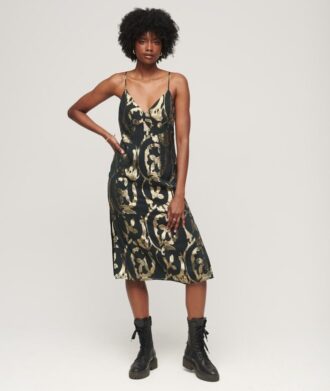 Metallic midi-slipdress