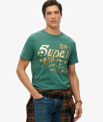 Metallic T-shirt met werkkledingprint