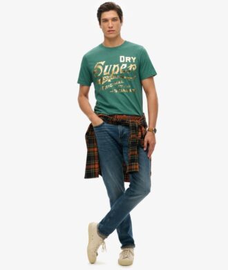 Metallic T-shirt met werkkledingprint
