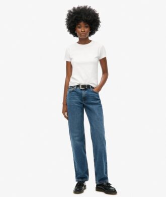 Mid Rise Straight Leg Jeans