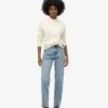 Mid Rise Straight Leg Jeans