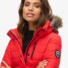 Middenlang pufferjack met Hooded capuchon van imitatiebont