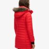 Middenlang pufferjack met Hooded capuchon van imitatiebont