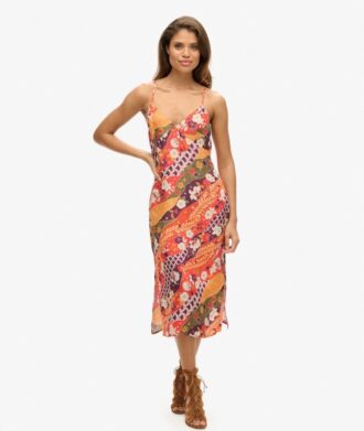 Midi-cami-jurk met print
