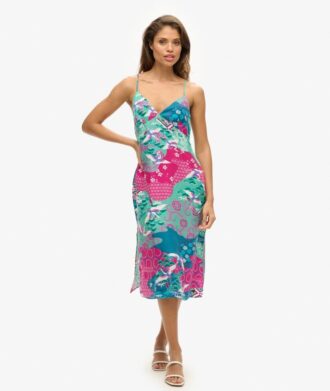 Midi-cami-jurk met print