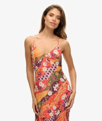 Midi-cami-jurk met print