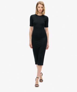 Midi-jerseyjurk met korte mouwen