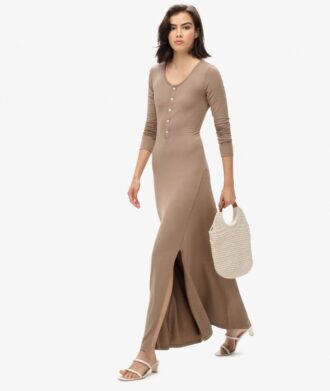 Midi-jurk met halve knoopsluiting