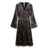 Midi-jurk met jacquard en uitlopende mouwen Midi-jurk met jacquard en uitlopende mouwen