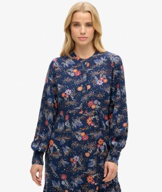 Midi-jurk met lange mouwen en gelaagde look