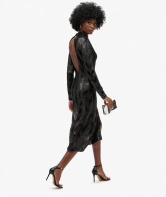 Midi-jurk met open rug en chevronpatroon