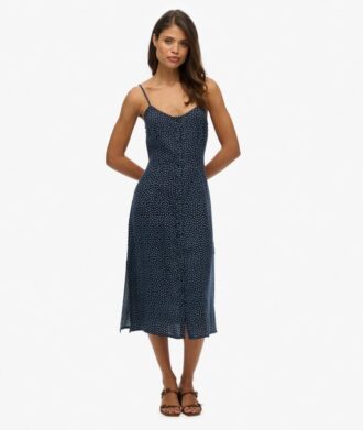 Midi-jurk met print en knoopsluiting