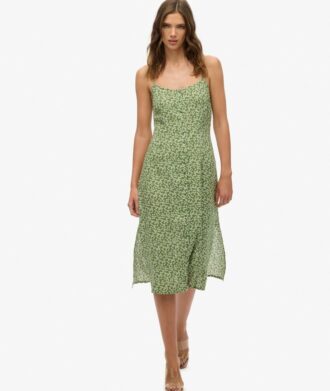Midi-jurk met print en knoopsluiting