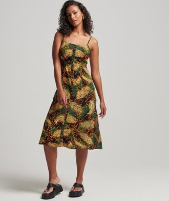 Midi-jurk met print en knoopsluiting