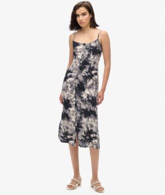 Midi-jurk met print en knoopsluiting