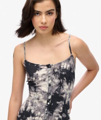 Midi-jurk met print en knoopsluiting