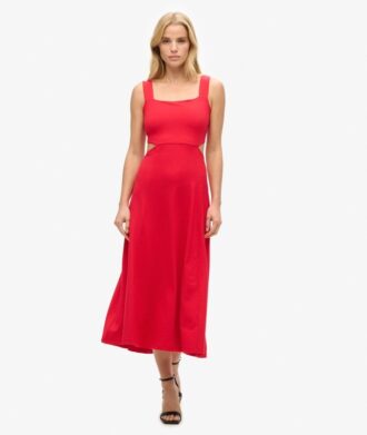 Midi-jurk met uitsnijdingen van jersey