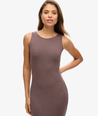 Midi-jurk van gebreide kleding met open rug