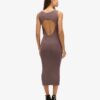 Midi-jurk van gebreide kleding met open rug