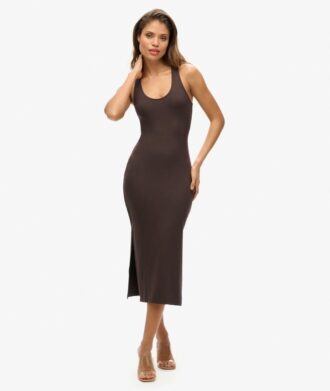 Midi-jurk van jersey met ronde hals