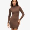 Mini-jurk met hoge hals en lange mouwen van jersey