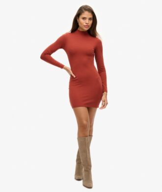 Mini-jurk met hoge hals en lange mouwen van jersey