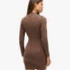 Mini-jurk met hoge hals en lange mouwen van jersey