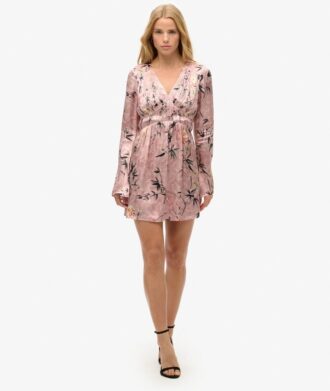 Mini-jurk met jacquard en uitlopende mouwen