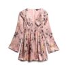 Mini-jurk met jacquard en uitlopende mouwen