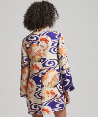 Mini-jurk met lange mouwen en print
