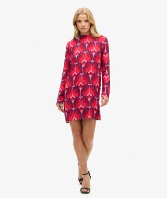 Mini-jurk met lange mouwen en print