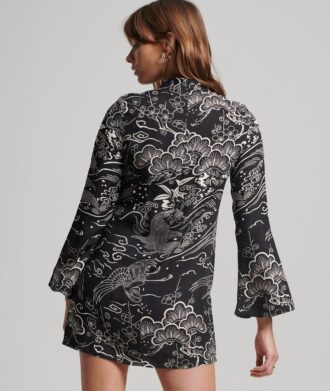 Mini-jurk met lange mouwen en print