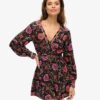 Mini-theejurk met V-hals en print