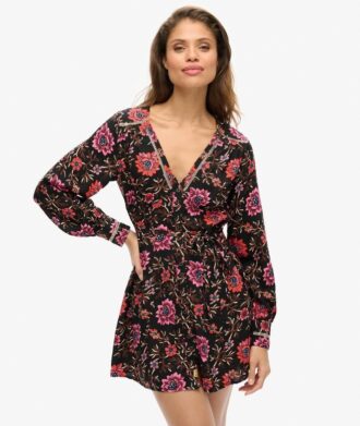 Mini-theejurk met V-hals en print