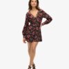 Mini-theejurk met V-hals en print