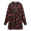 Mini-theejurk met V-hals en print