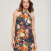 Mouwloze mini-jurk met hoge hals