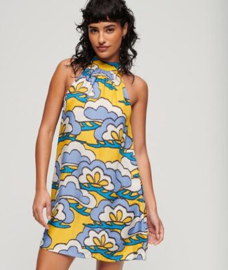 Mouwloze mini-jurk met hoge hals