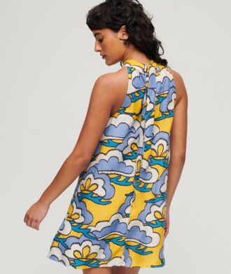 Mouwloze mini-jurk met hoge hals