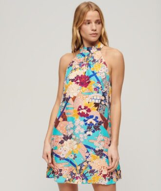Mouwloze mini-jurk met print