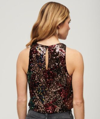 Mouwloze racerbacktop met pailletten