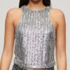 Mouwloze racerbacktop met pailletten Mouwloze racerbacktop met pailletten
