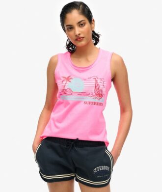 Outdoor gestreept tanktopje met ronde hals